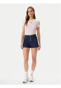 Tommy Jeans T-Shirt Essential DW0DW20316 Różowy Slim Fit. Kolor: różowy. Materiał: bawełna #5