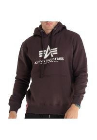 Bluza Alpha Industries Basic Hoody 178312696 - brązowa. Typ kołnierza: kaptur. Kolor: brązowy. Materiał: poliester, bawełna. Wzór: aplikacja. Styl: klasyczny