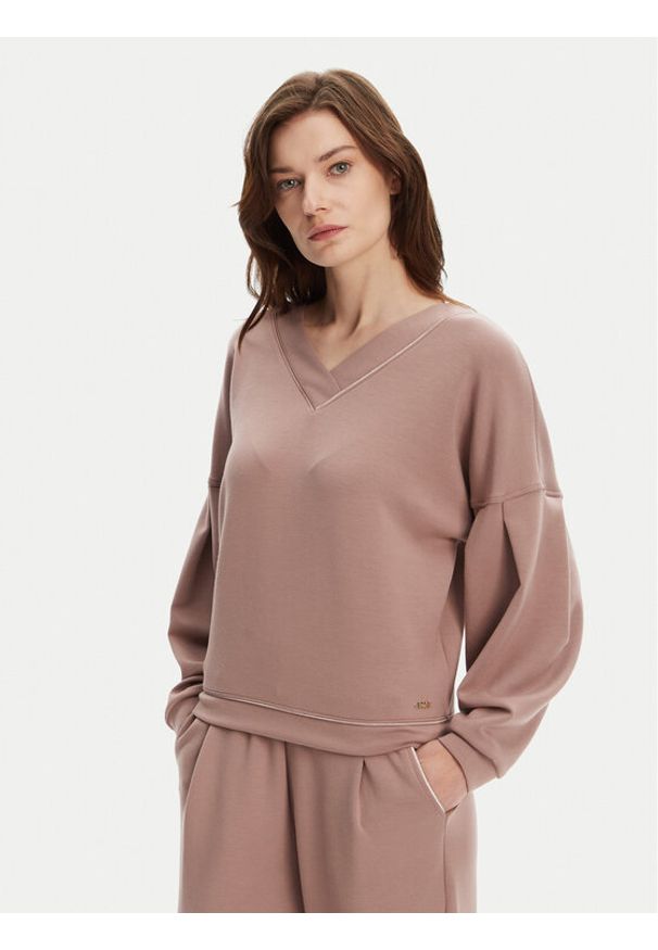 BOSS Bluza Scuba 50545647 Beżowy Relaxed Fit. Kolor: beżowy. Materiał: syntetyk