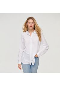 House - Gładka koszula z wiskozy biała - Biały. Kolor: biały. Materiał: wiskoza. Wzór: gładki