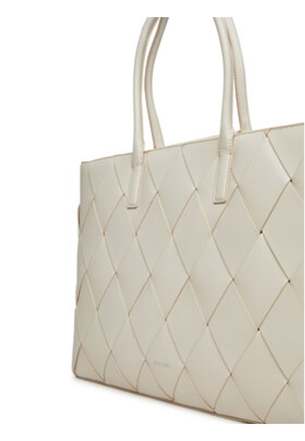 Calvin Klein Torebka Ck Woven Medium Shopper K60K612994 Biały. Kolor: biały. Materiał: skórzane