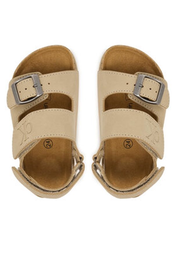 Calvin Klein Sandały Velcro V3X2-83328-0315 M Beżowy. Kolor: beżowy. Materiał: skóra