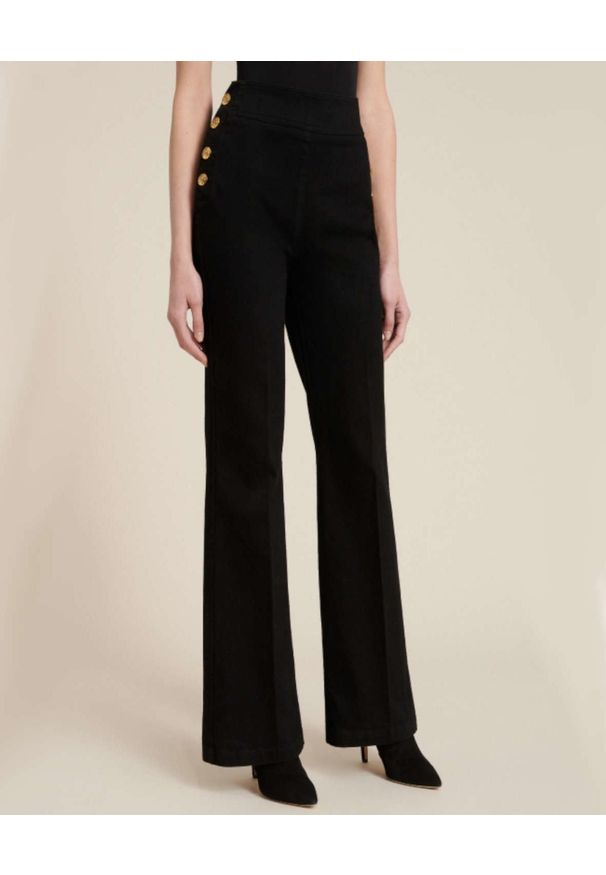 Luisa Spagnoli - LUISA SPAGNOLI - Czarne jeansy typu palazzo Olivo. Stan: podwyższony. Kolor: czarny