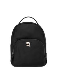 Karl Lagerfeld - KARL LAGERFELD Czarny mały plecak damski Ikon Nylon. Kolor: czarny. Materiał: nylon. Wzór: aplikacja. Styl: casual, elegancki #7