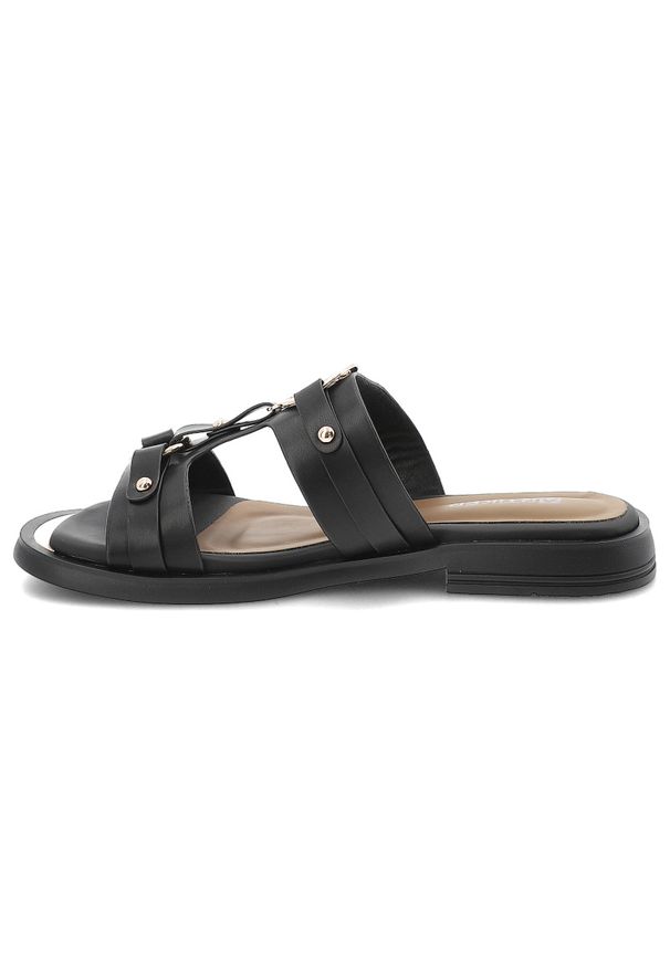 Klapki damskie Artiker, cholewka ze skóry naturalnej licowej wsuwany fason wielopaskowa konstrukcja na płaskiej podeszwie, czarne, 58C1631. Kolor: czarny. Materiał: skóra. Obcas: na płaskiej podeszwie