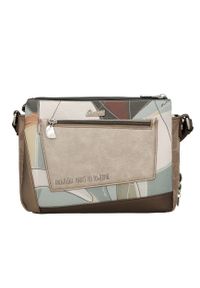 Torebka damska Anekke, na ramię z dekoracyjnym nadrukiem i metalowym logo zapinana na zamek z regulowanym paskiem oraz ozdobnym brelokiem, brązowa, 4. Kolor: brązowy. Wzór: nadruk. Dodatki: z breloczkiem. Styl: casual, elegancki. Rodzaj torebki: na ramię #6