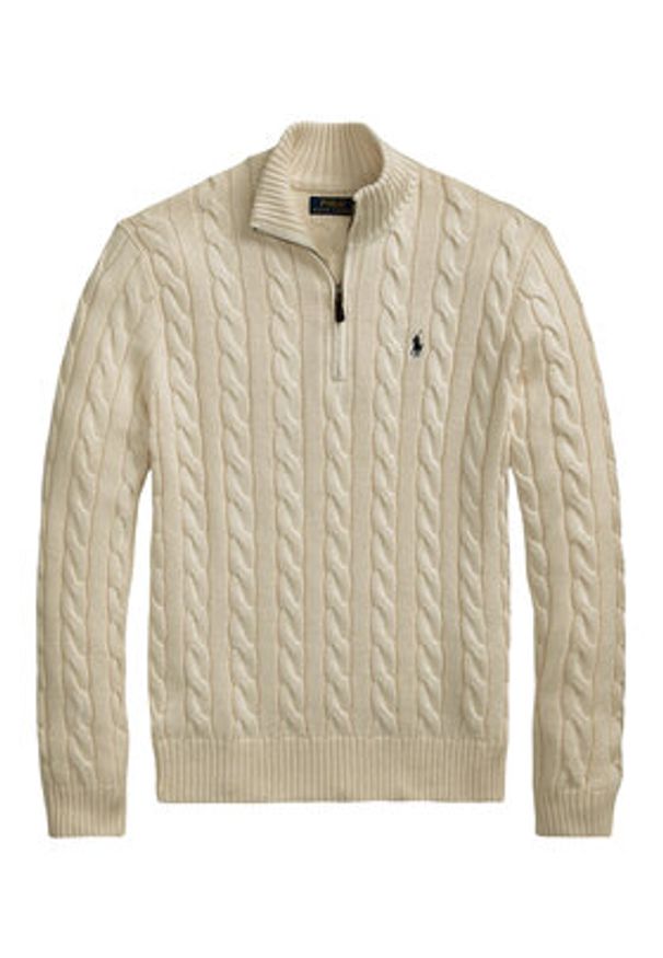 Polo Ralph Lauren Sweter 710810841015 Beżowy Regular Fit. Typ kołnierza: polo. Kolor: beżowy. Materiał: bawełna