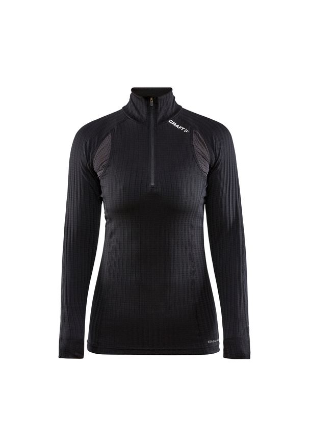 Damska koszulka kompresyjna zapinana na zamek Craft Active Extreme. Kolor: czarny. Długość rękawa: długi rękaw. Sezon: zima