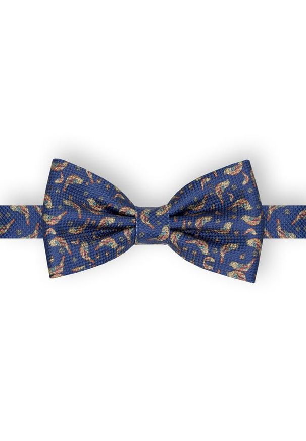 Mucha Męska, Granatowa w Ptaki, Wróble, Motyw Zwierzęcy, Bez Poszetki -EM Men's Accessories. Kolor: niebieski. Wzór: motyw zwierzęcy. Styl: sportowy, elegancki