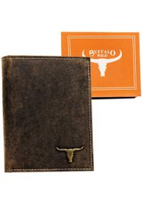 BUFFALO WILD - Portfel skórzany Buffalo Wild RM-06-BAW brązowy. Kolor: brązowy. Materiał: skóra