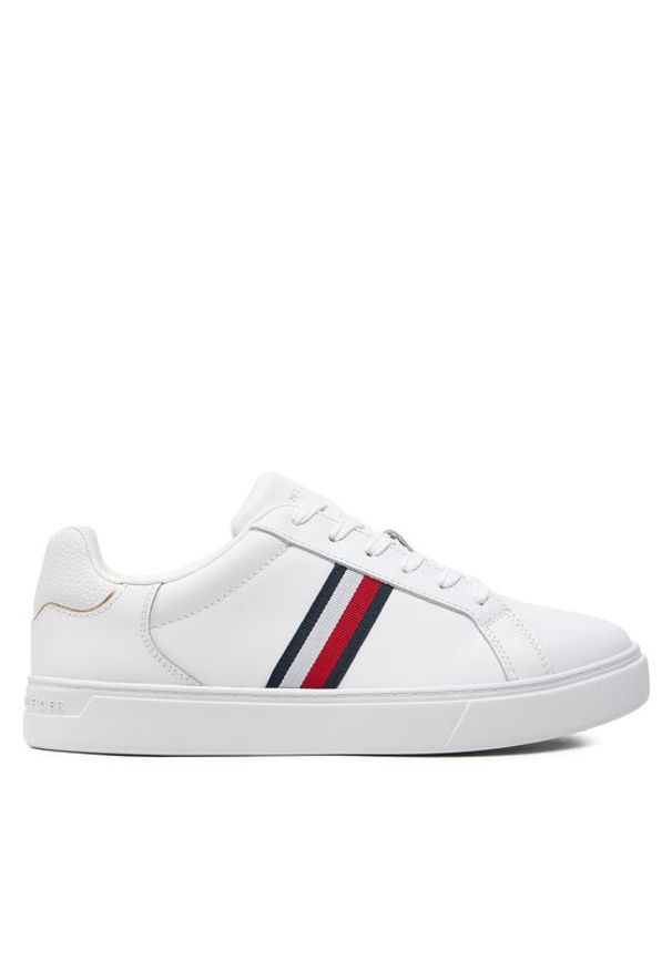 TOMMY HILFIGER - Tommy Hilfiger Sneakersy Essential Court Sneaker Stripes FW0FW08001 Biały. Kolor: biały