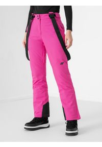 4f - Spodnie narciarskie membrana 8000 damskie. Kolor: różowy. Materiał: poliester. Sezon: zima. Sport: narciarstwo #2