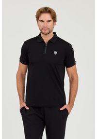 EA7 Emporio Armani - EA7 Czarna koszulka polo. Typ kołnierza: polo. Kolor: czarny