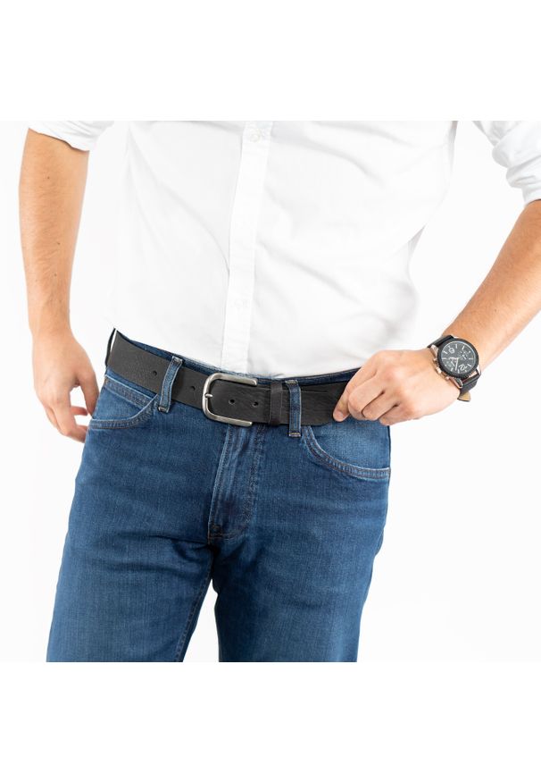 Tom Tailor - TOM TAILOR MĘSKI PASEK SKÓRZANY KLASYCZNY SKÓRA TG1022R13/790 40mm Gürtel Q.2081 0790 BLACK. Materiał: skóra. Wzór: paski. Styl: klasyczny