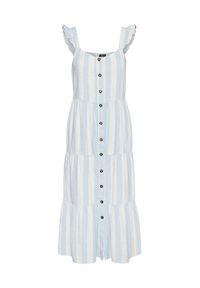 Vero Moda Sukienka letnia Linn 10322614 Błękitny Regular Fit. Kolor: niebieski. Materiał: wiskoza, len. Sezon: lato
