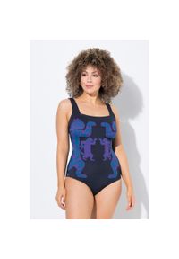 ULLA POPKEN - Damski Strój kąpielowy tygrys miękkie miseczeki z recyklingu. Kolekcja: plus size. Kolor: czarny. Materiał: elastan, poliamid, materiał