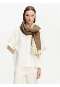 Calvin Klein Szal Linen Blend Emblem Pareo Scarf LV04F9021G Beżowy. Kolor: beżowy. Materiał: len #3