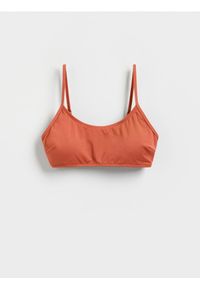 Reserved - Góra od bikini - bursztynowy. Kolor: pomarańczowy. Materiał: dzianina. Wzór: gładki