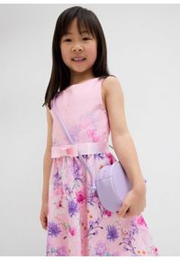 bonprix - Rozkloszowana sukienka. Kolor: różowy. Wzór: nadruk, kwiaty. Sezon: lato #2
