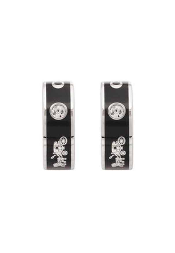 Coach Kolczyki Enamel Horse & Carriage Hoop Earrings 37479036RHO003 Czarny. Materiał: metalowe. Kolor: czarny