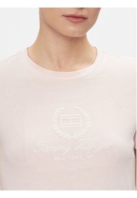 TOMMY HILFIGER - Tommy Hilfiger T-Shirt Flag Script WW0WW41761 Różowy Slim Fit. Kolor: różowy. Materiał: bawełna