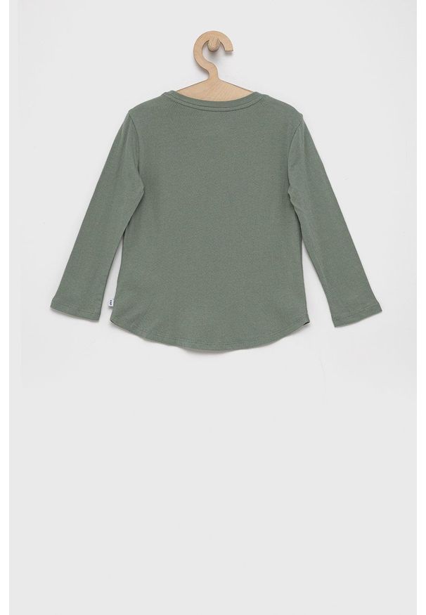 GAP Longsleeve bawełniany dziecięcy kolor zielony. Okazja: na co dzień. Kolor: zielony. Materiał: bawełna. Długość rękawa: długi rękaw. Długość: długie. Wzór: aplikacja. Styl: casual