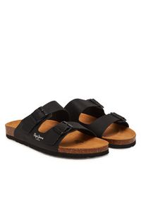 Pepe Jeans Klapki PLS90638 Czarny. Kolor: czarny. Materiał: skóra #4