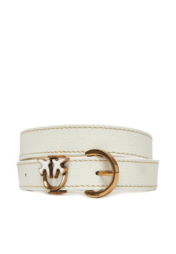 Pinko - PINKO Pasek Damski Tamboril H2.5 Belt 102820 A158 Biały. Kolor: biały. Materiał: skóra