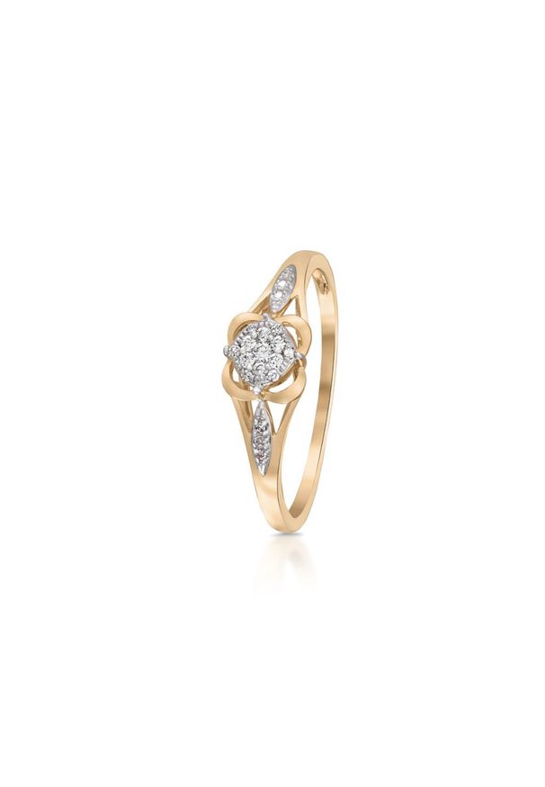 W.KRUK Wyjątkowy Złoty Pierścionek - złoto 585, Brylant 0,05ct,diament 0,03ct - ZFX/PB+11BK. Materiał: złote. Kolor: złoty. Wzór: aplikacja. Kamień szlachetny: brylant, diament
