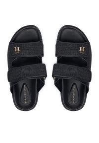 TOMMY HILFIGER - Tommy Hilfiger Klapki Double Strap Raffia FW0FW09122 Czarny. Kolor: czarny. Materiał: syntetyk #2