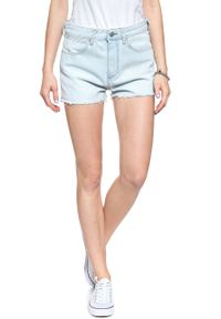 Wrangler - DAMSKIE SPODENKI WRANGLER THE SHORT ICY BLUE W27XVA243. Materiał: jeans