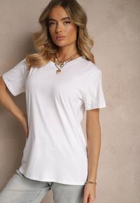 Renee - Biały Klasyczny T-shirt Bawełniany o Casualowym Kroju Nattine. Okazja: na co dzień. Kolor: biały. Materiał: bawełna. Wzór: gładki. Styl: klasyczny
