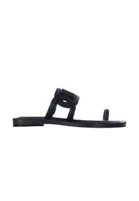 Michael Kors - MICHAEL KORS Czarne klapki Alma Flat Sandal. Kolor: czarny #2