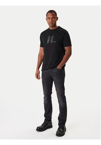 Karl Lagerfeld - KARL LAGERFELD T-Shirt 755072 561252 Czarny Regular Fit. Typ kołnierza: dekolt w karo. Kolor: czarny. Materiał: bawełna #6