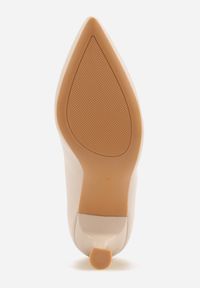 Born2be - Beżowe Czółenka na Szpilce o Stożkowym Kształcie Kowena. Okazja: na spotkanie biznesowe. Kolor: beżowy. Materiał: jeans, koronka. Wzór: gładki. Obcas: na szpilce. Styl: biznesowy, elegancki, klasyczny, wizytowy #3