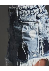 RETROFETE - Patchworkowa spódnica jeansowa Irene. Kolor: niebieski. Materiał: jeans. Wzór: aplikacja. Styl: klasyczny #3