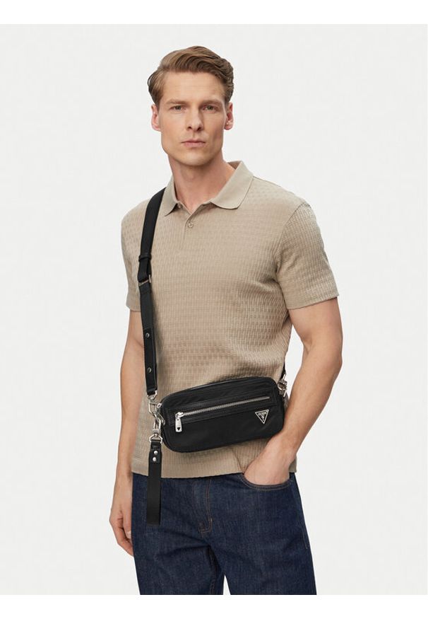 Guess Saszetka HMBENY P6250 Czarny. Kolor: czarny. Materiał: materiał