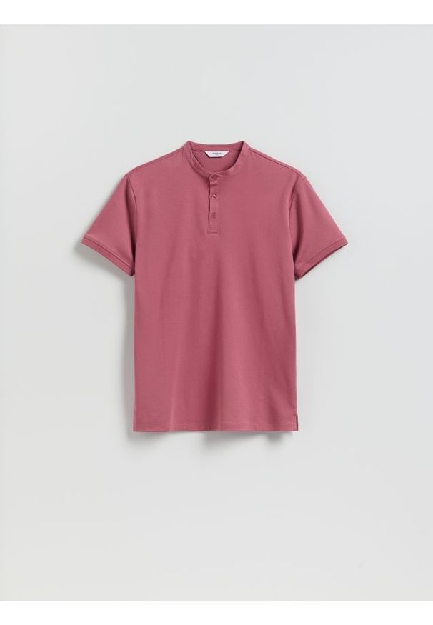 Reserved - Koszulka polo slim - brudny róż. Typ kołnierza: polo. Kolor: różowy. Materiał: dzianina, bawełna