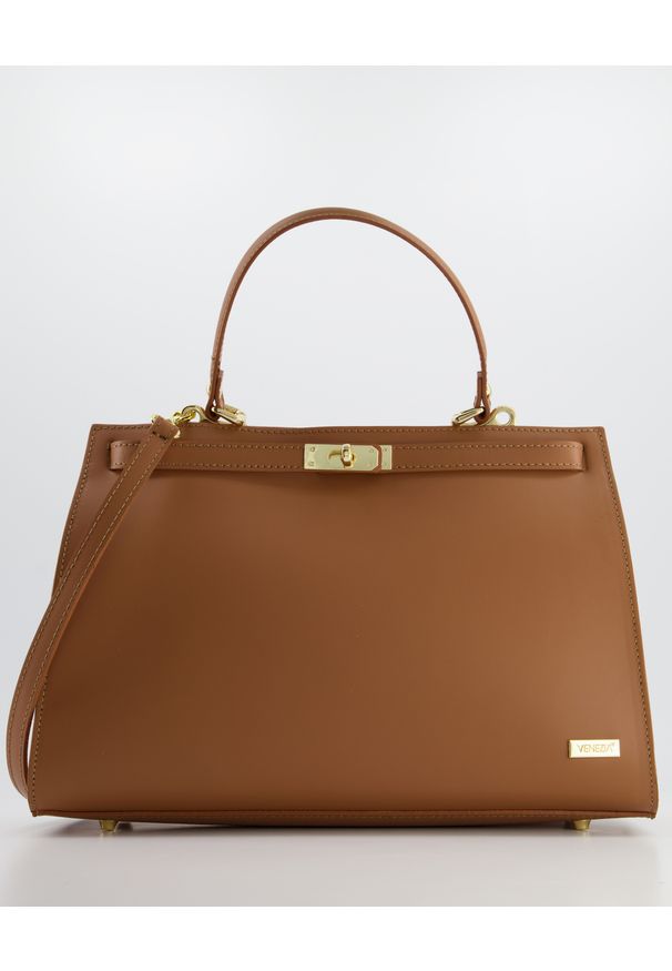 Venezia - BRĄZOWA TORBA DAMSKA 173-004-V R CUO. Kolor: brązowy. Materiał: skórzane