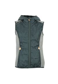 PEAK MOUNTAIN - Damska kurtka bez rękawów z kapturem Peak Mountain Antilope. Typ kołnierza: kaptur. Kolor: zielony. Materiał: materiał, puch, polar. Długość rękawa: bez rękawów. Sport: turystyka piesza #1