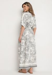 Born2be - Szara Sukienka Typu Oversize z Wiskozą w Abstrakcyjny Wzór Lunalessa. Okazja: na co dzień. Kolor: szary. Materiał: wiskoza. Typ sukienki: oversize. Styl: klasyczny, elegancki, casual #3