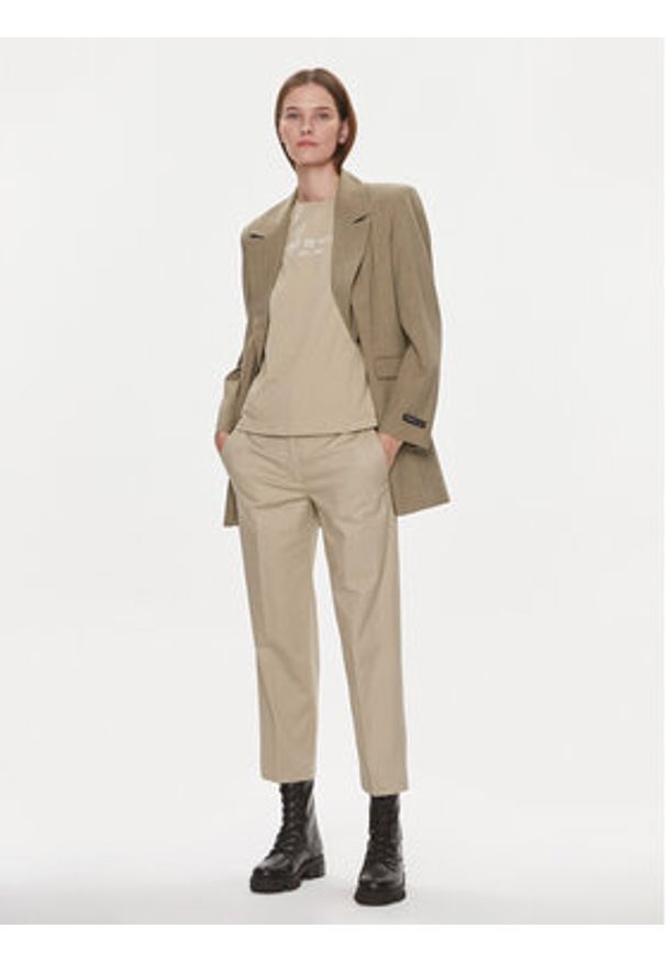 TOMMY HILFIGER - Tommy Hilfiger Chinosy WW0WW40504 Beżowy Straight Fit. Kolor: beżowy. Materiał: bawełna