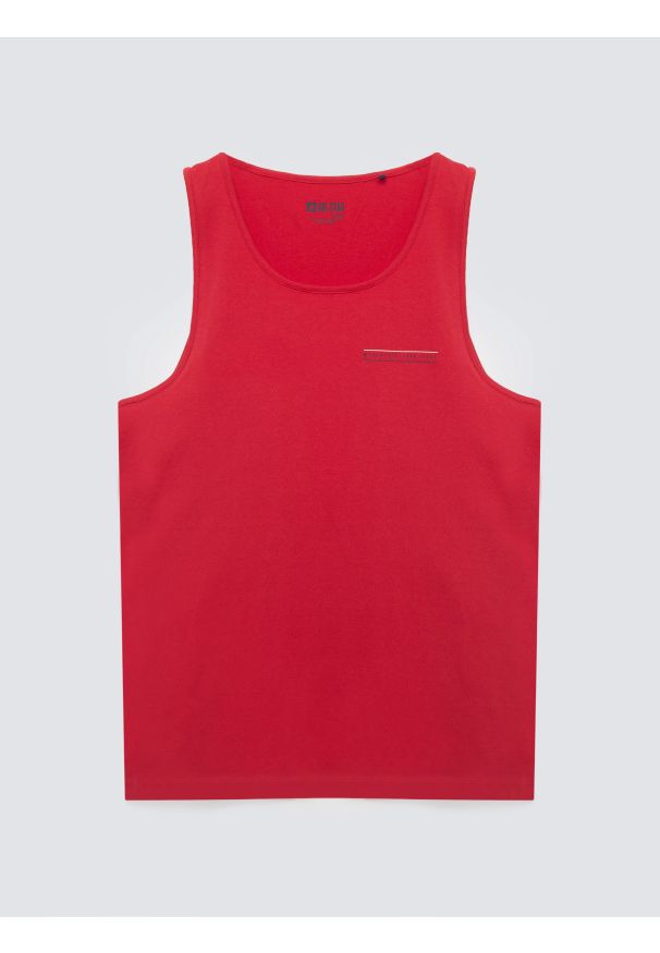 Big-Star - Koszulka męska bez rękawów czerwona Soner 603. Kolor: czerwony. Materiał: dzianina. Długość rękawa: bez rękawów. Wzór: nadruk. Sezon: lato. Styl: klasyczny, sportowy