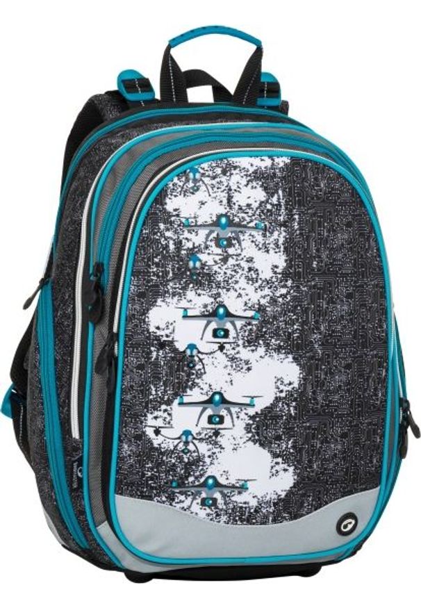 BAGMASTER Plecak szkolny Bagmaster Element 8 B czterokomorowy szary + czarny + niebieski. Kolor: wielokolorowy, niebieski, czarny, szary