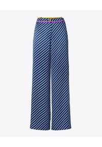 Tory Burch - TORY BURCH - Spodnie w paski. Stan: podwyższony. Kolor: niebieski. Materiał: jedwab. Długość: długie. Wzór: paski #2