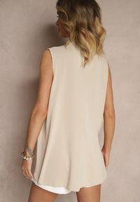 Renee - Beżowa Bluzka o Asymetrycznym Kroju Fadeselle. Okazja: na co dzień. Kolor: beżowy. Materiał: skóra. Wzór: kolorowy. Styl: casual #5