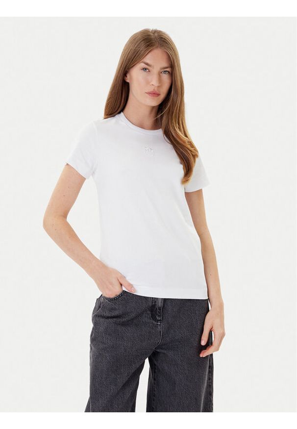 Pinko - PINKO T-Shirt Bussolotto 100355 A2RD Biały Regular Fit. Kolor: biały. Materiał: bawełna