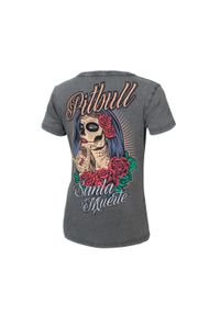 PITBULL - Koszulka damska Pitbull Denim Washed Santa Muerte. Kolor: szary. Materiał: denim