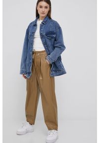 Noisy may - Noisy May kurtka jeansowa bawełniana przejściowa oversize. Kolor: niebieski. Materiał: bawełna, jeans. Wzór: aplikacja #4