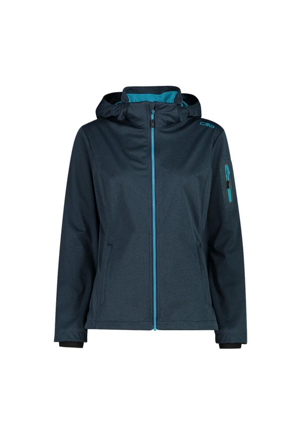 Kurtka damska turystyczna CMP 39A5016M. Typ kołnierza: kaptur. Kolor: niebieski. Materiał: softshell. Sport: turystyka piesza